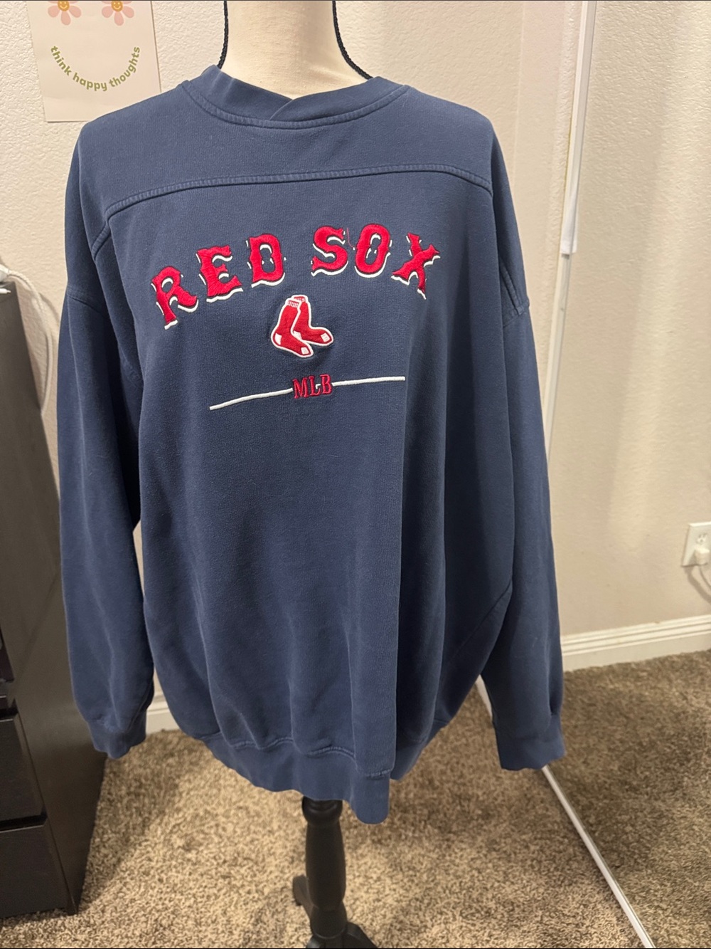 Lee Navy Crewneck Sweatshirt with Red Embroidered 'Red Sox'
